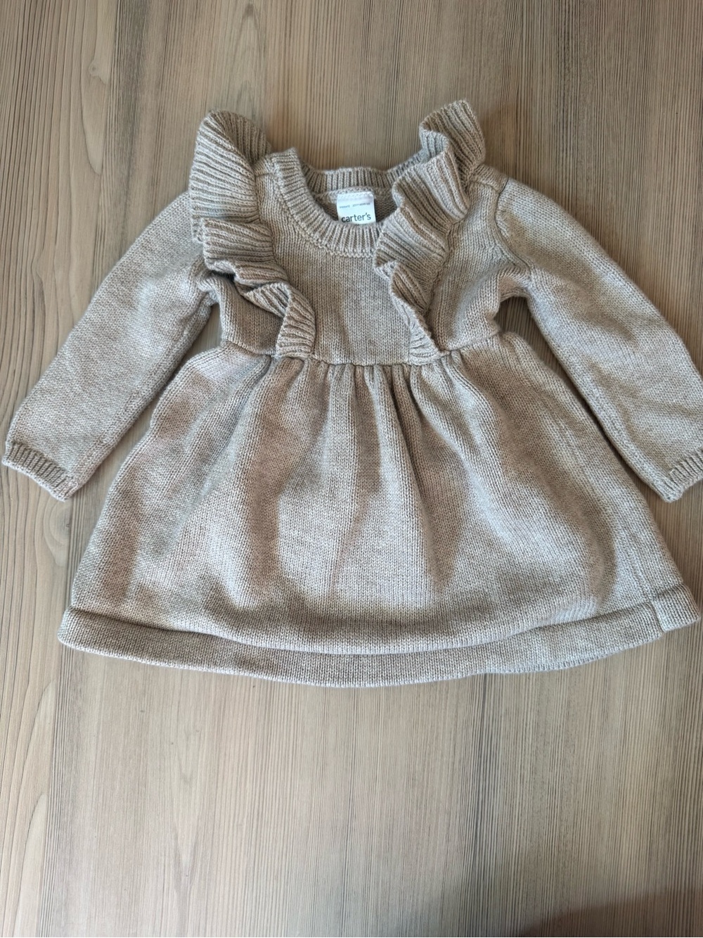 Carter's Knit Ruffle Dress - Light Tan